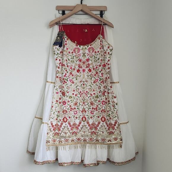 LASHKARAA Multicolor Embroidered Gharara Suit Made In India Size Large White - Picture 1 of 15